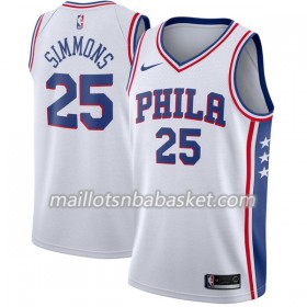 Maillot Homme Philadelphia 76ers Ben Simmons 25 Nike 2017-18 Blanc Swingman